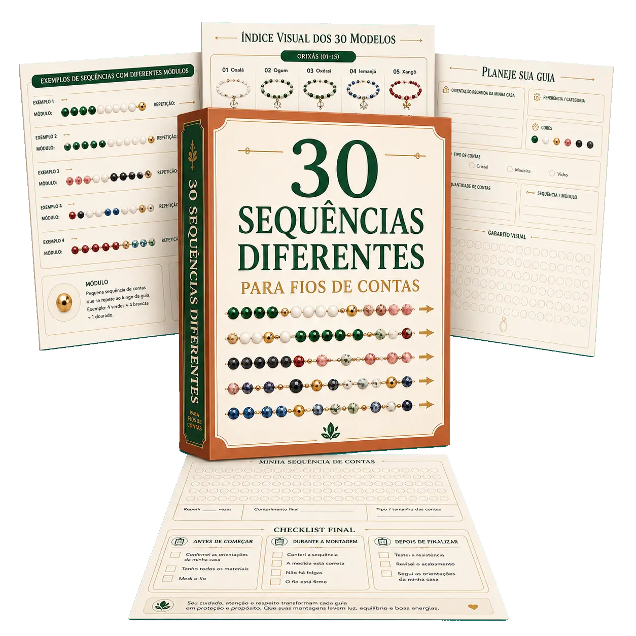 Mockup de 30 Sequências Diferentes para Fios de Contas