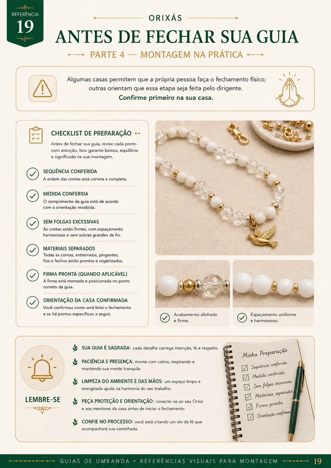 Página do guia: checklist antes de fechar sua guia